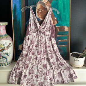 La Vie En Rose Floral Chemise - Purple and White XL